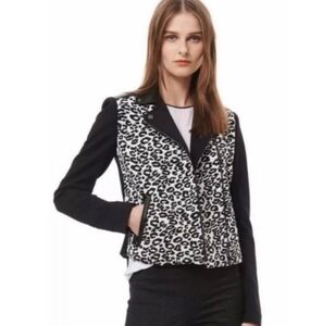 Rebecca taylor leather cheetah jacket